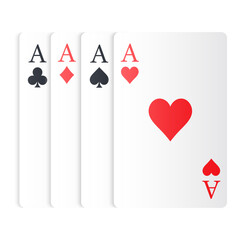 Vector set of ace card suits, playing card symbols, aces, and card suit icons. Concept for gambling, poker, and other games. Element for your design.
