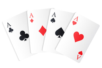 Vector set of ace card suits, playing card symbols, aces, and card suit icons. Concept for gambling, poker, and other games. Element for your design.