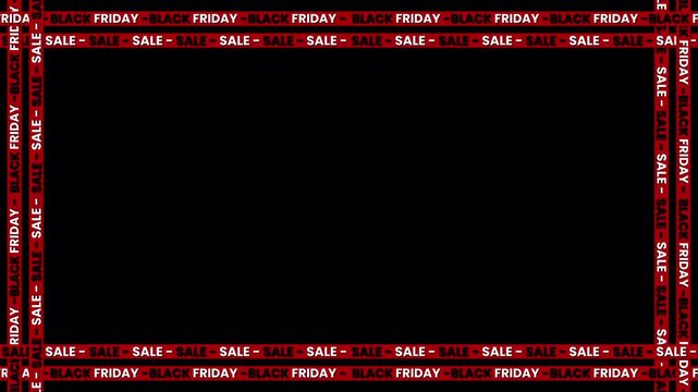 Animated Black Friday banner with moving red ribbon – seamless loop on transparent background for promo, advertising, and discount videos.	
