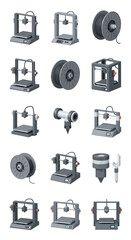 Collection of 3D Printers and Components for Additive Manufacturing.