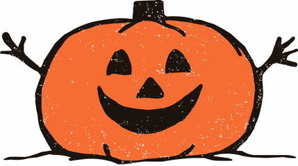 Smiling Jack-o-lantern with branch arms for Halloween apps and autumn holiday projects