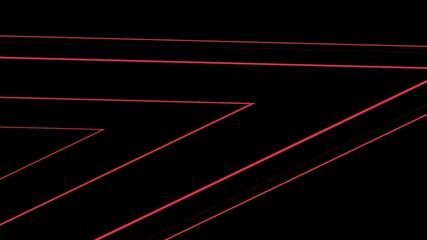 Abstract animation of bright red lines forming geometric shapes and moving across a black background. - Powered by Adobe