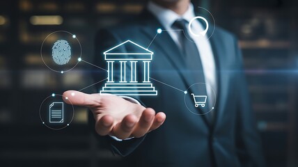 Innovative business technology for online banking, finance, and secure payment transactions concept