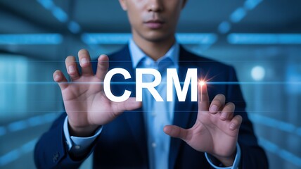 Business Professional Navigating CRM Technology for Enhanced Customer Relationship Management