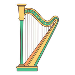 Colorful Harp Illustration A Detailed Vector Depiction of a Musical Instrument for Design