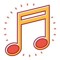 Musical Note Icon Emitting a Radiant Shine Harmonious Sound Wave Graphic