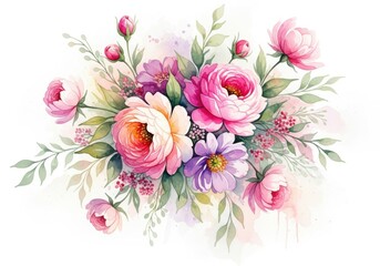 Beautiful floral arrangement isolated on transparent background