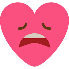 A Flat Design Pink Heart Emoji With A Sad Expression And Dark Brown Eyebrows On A Transparent Background Representing Unhappiness Or Disappointment
