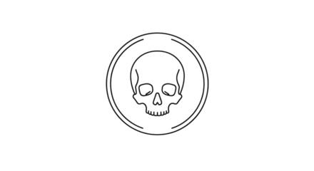 Outline of a skull inside a circular border with glitches