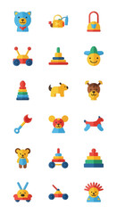 Fototapeta premium Colorful Collection of Playful Toy Icons for Childrens Designs.