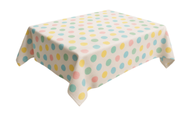 A playful polka dot tablecloth perfect for an Easter egg hunt lunch outdoors.