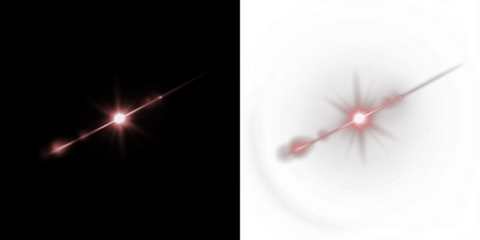 Abstract light streak overlay with glowing star effect on dark and light backgrounds, creating a dynamic visual element for creative design projects and digital artwork