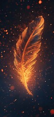 A feather of fire, digital art style wallpaper, dark background