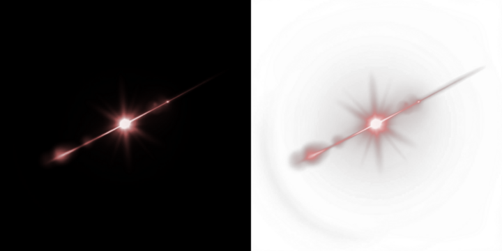 Abstract light streak overlay with glowing star effect on dark and light backgrounds, creating a dynamic visual element for creative design projects and digital artwork