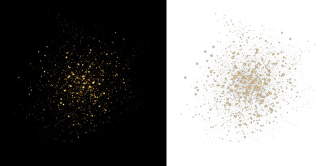 Golden glitter overlay on contrasting black and white backgrounds, creating a stunning visual effect for design projects, enhancing creativity and elegance in various applications