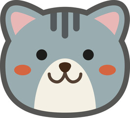 Cute cat face character illustration with soft colors, minimalist kitten vector icon