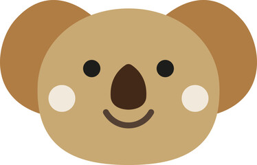 Cute minimalist koala character face illustration in flat design style