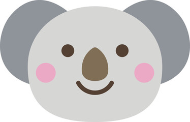 Cute minimalist koala character face illustration in flat design style