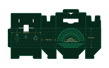 Holiday packaging gift box dieline template modern paper craft mockup printable set