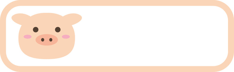 Cute pig character name tag label with copy space, minimalist farm animal frame vector