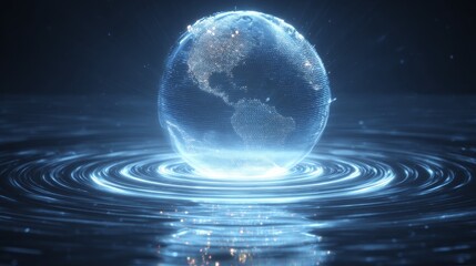 Global Business Model with Glowing Arrows Linking the World in a Futuristic Environment