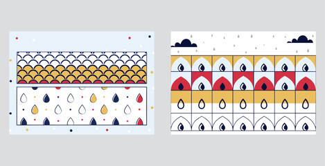 Naklejka premium 3d style minimal abstract raindrop tile pattern vector art design illustration