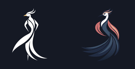 Naklejka premium Elegant sharp logotype bird logo vector art design illustration