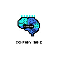 Obraz premium Digital Brain Logo Design for Technology and Innovation Companies.