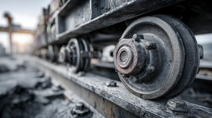 Fototapeta premium Industrial railroad wheel closeup