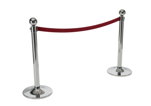 Isolated stanchion with red rope, crowd control barrier, queue stand, access control device