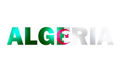 Algeria Text With Flag Isolated On Transparent PNG Background