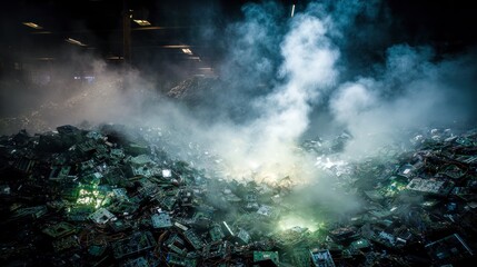 Fototapeta premium Industrial waste heap explosion