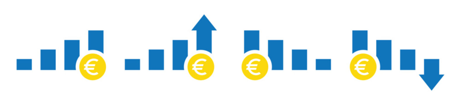 Euro bar graph set icon, vector illustration