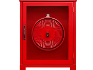 Red Fire Hose Reel Cabinet isolated on a transparent background