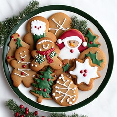 A plate of decorated gingerbread cookies