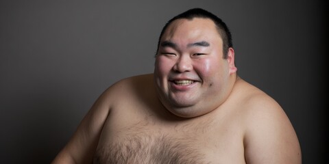 Fototapeta premium Sumo wrestler smiling portrait showing happiness and body positivity
