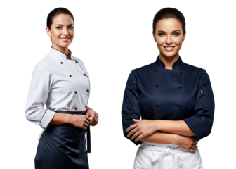 Female chef portrait, professional chef, restaurant chef, culinary chef, kitchen chef, Isolated on transparent background, png