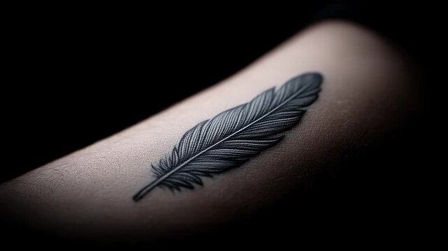 Exquisite Feather Tattoo Art on Arm
