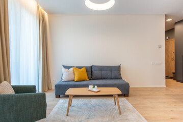 Modern Home Cozy Living Room With Comfortable Sofa and Stylish Minimalist Design