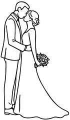 silhouette line drawing of a couple kissing
