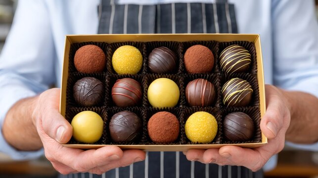 Chocolatier offering gourmet assorted chocolate truffle box gift