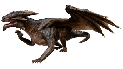 3D Rendering Fairy Tale Dragon on White