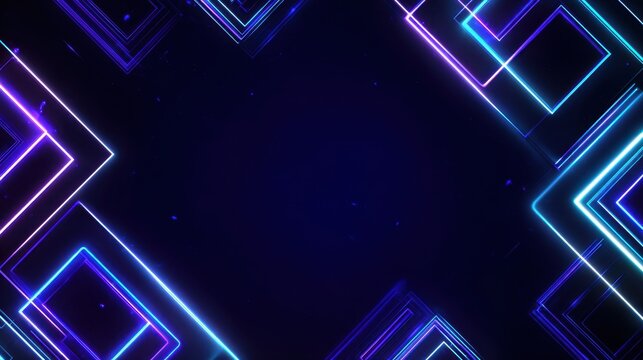 High quality photo of abstract glowing geometric shapes in vibrant neon colors - Powered by Adobe