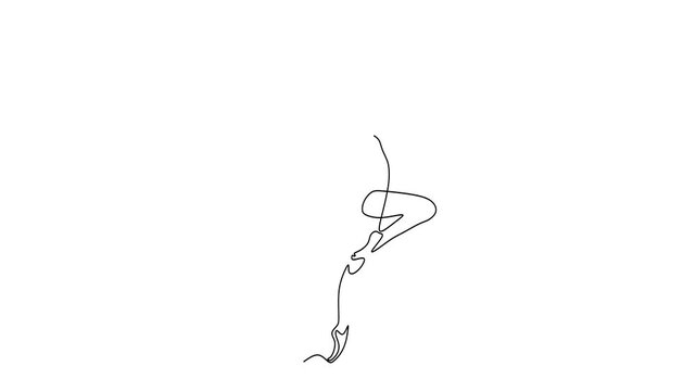 Animated self drawing of continuous line draw. Elegant Ballerina. Full length one line animation. 4K