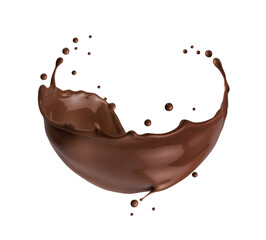 Chocolate splash in circular motion isolated on transparent background. Melted chocolate motion for design and branding. Generative AI