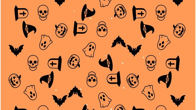Halloween pattern animation, spooky symbols.