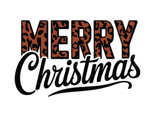 “Leopard Print Merry Christmas Typography”