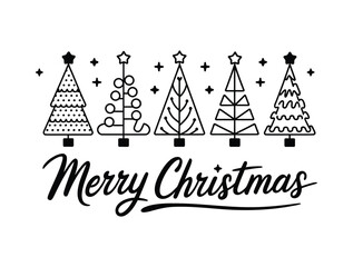 “Minimalist Christmas Trees Typography Design”