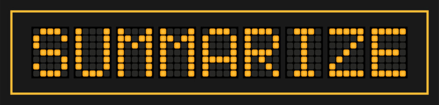 Orange color led banner in word summarize on black background