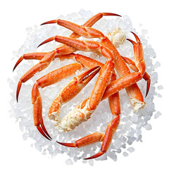 Crab claws on ice, isolated on transparent background, png